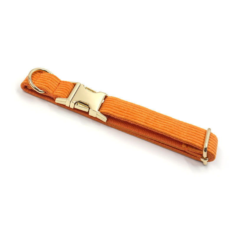 Pet Collar Metal Buckle Soft Corduroy Thick Striped