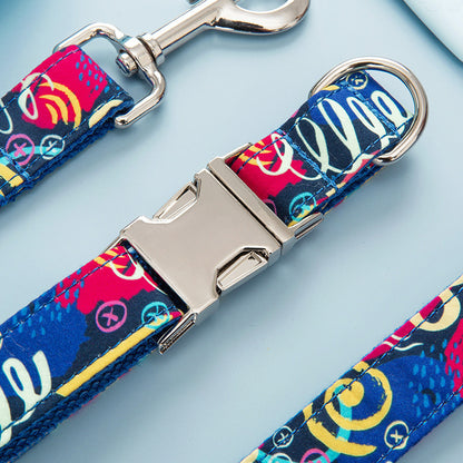 Dog Collar Pet Leash Dog Bow Set