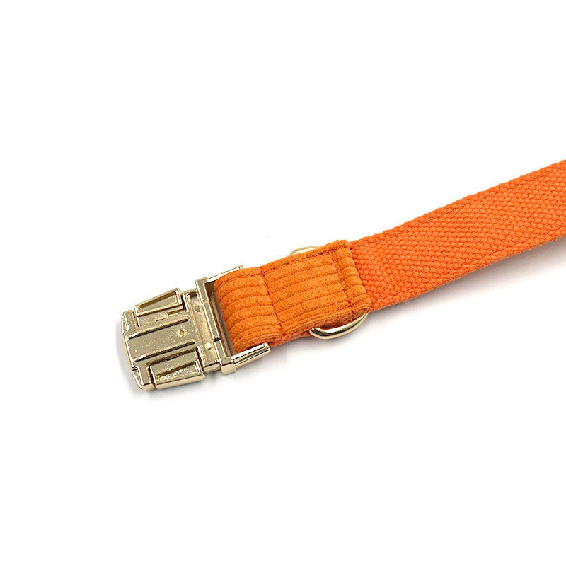 Pet Collar Metal Buckle Soft Corduroy Thick Striped