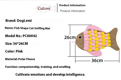 Fish-shaped Smell Blanket Training Cat Toy Food Bowl Toy