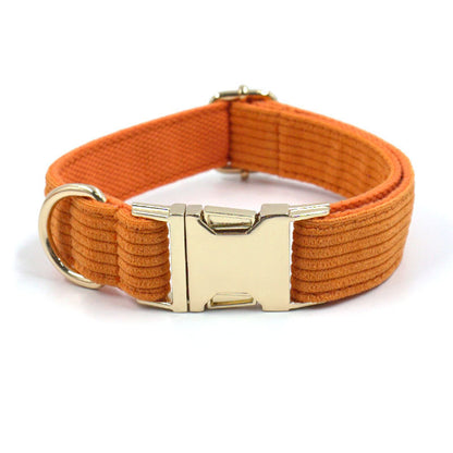 Pet Collar Metal Buckle Soft Corduroy Thick Striped