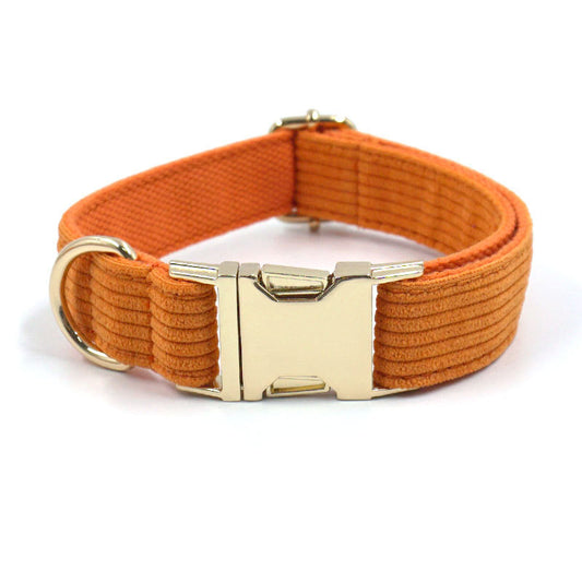 Pet Collar Metal Buckle Soft Corduroy Thick Striped