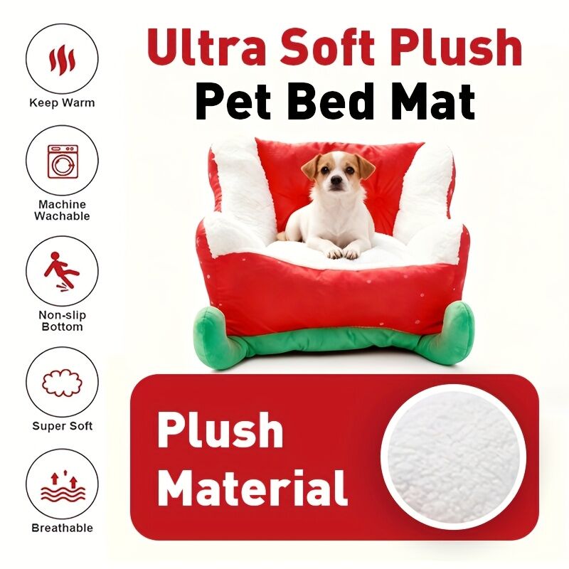 Christmas sled dog bed and dog house-winter warm pet bed, detachable and washable, without assembly, comfortable/outdoor pet sofa, suitable for cats and small dogs, snow house design.