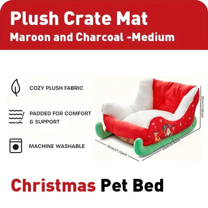 Christmas sled dog bed and dog house-winter warm pet bed, detachable and washable, without assembly, comfortable/outdoor pet sofa, suitable for cats and small dogs, snow house design.