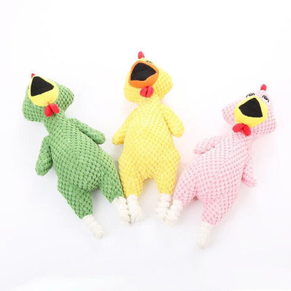 Squeaky Dog Toy Plush Chew Rope Pet Puppy Toys with Squeaker Crinkle for Teething - Brown Dog