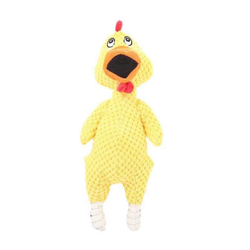 Squeaky Dog Toy Plush Chew Rope Pet Puppy Toys with Squeaker Crinkle for Teething - Brown Dog