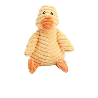 Squeaky Dog Toy Plush Chew Rope Pet Puppy Toys with Squeaker Crinkle for Teething - Brown Dog