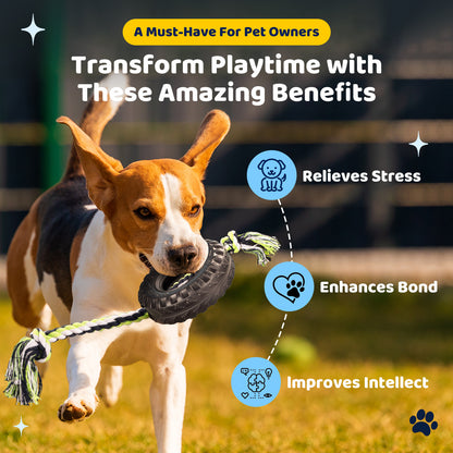 Blue Interactive Tire Rope Dog Toy - Heavy Duty Chew Toy for Dental Health & Play