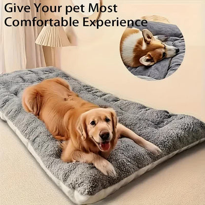 Superior Insulation Grey Dual-Sided Pet Sleeping Mat(40X60CM) for Dogs & Cats - 3D Thickened Support & Durable Wavy Quilting, Reversible Lamb Velvet & Brushed Cotton Bed